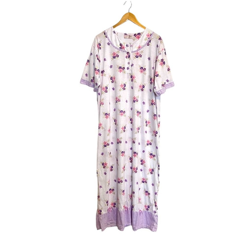 Vintage Long Floral Nightgown with Purple Accents Modest Size XXL NWOT - Picture 7 of 7